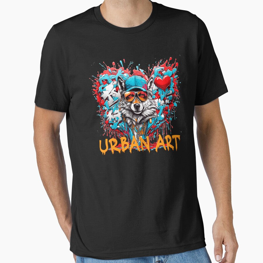 Urban heart graffiti with wolf by PETS ABC