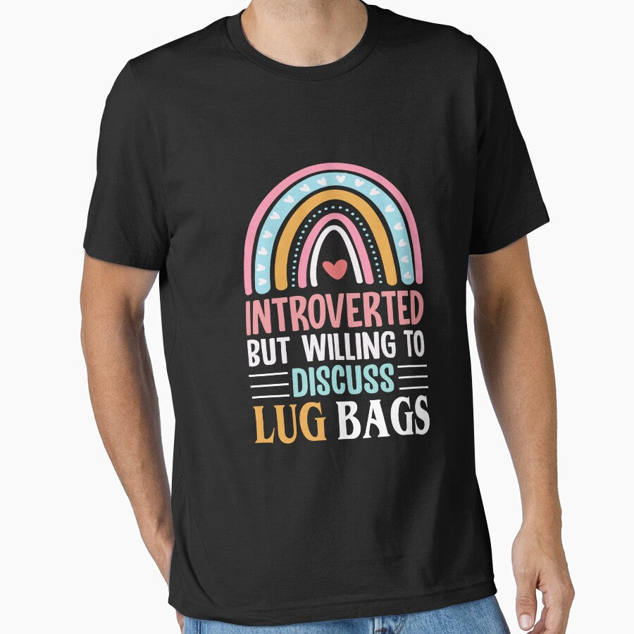 Introverted But Willing To Discuss Lug Bags Rainbow popular funny slogan by beckadamr
