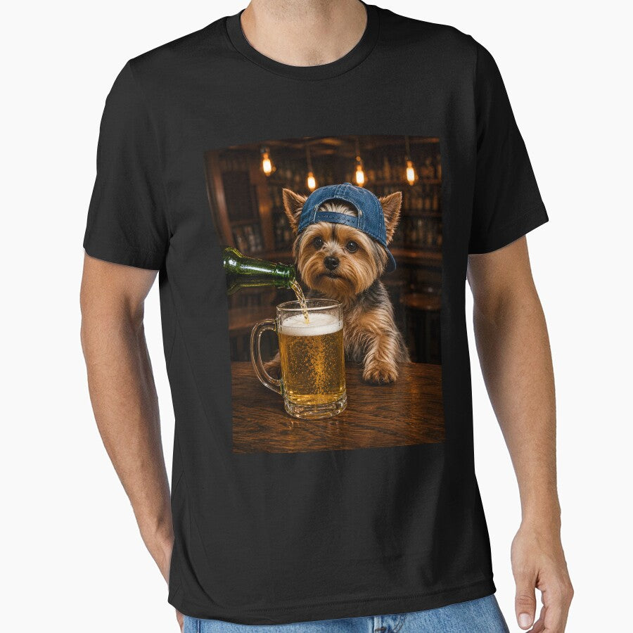 Yorkie Drinking Beer by zoes-ink