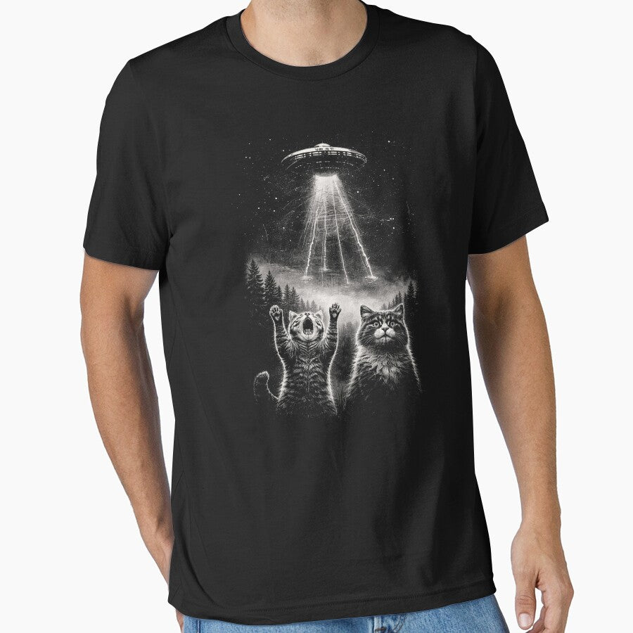 Vintage Cat UFO Meme, Funny Cat Retro by will freed18