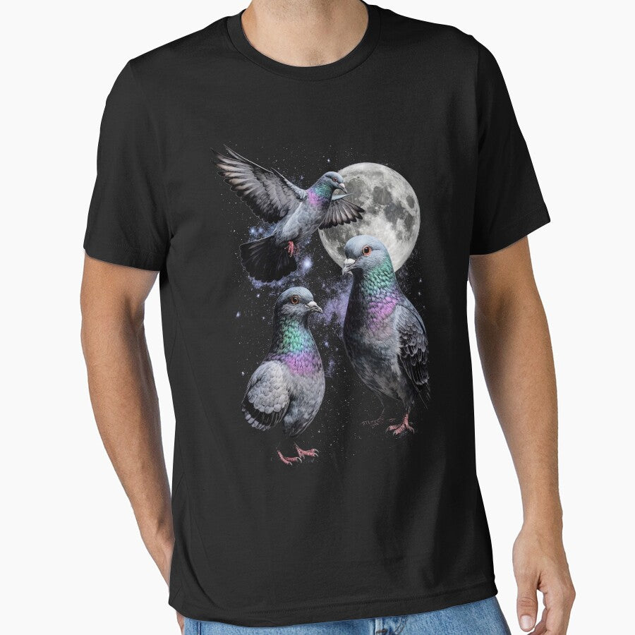 Three Pigeon Retro Graphic  Vintage Pigeon Moon by anselmnacht