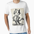 Sketch Cartoon Felix Cat Illustration – Hand-Drawn Retro Character Art by Gold Turtle  Lina