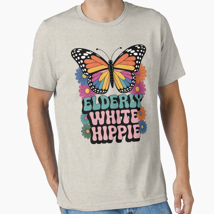 Elderly Hippie Butterfly Retro Groovy Flower Power Design by FreshVibe Prints