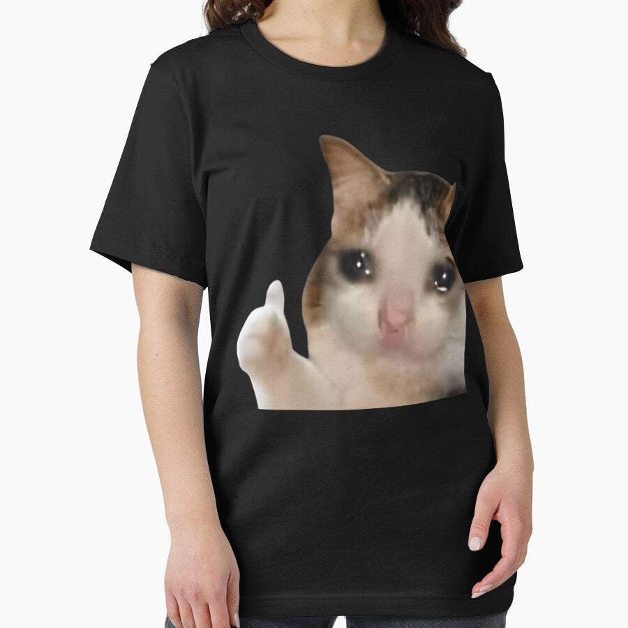 Thumbs Up Crying Cat Meme T-Shirt by vsropatn