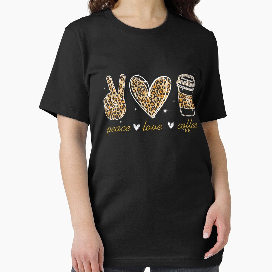 Leopard Peace Love Coffee Lovers Hippie gifts by HeatherJanis