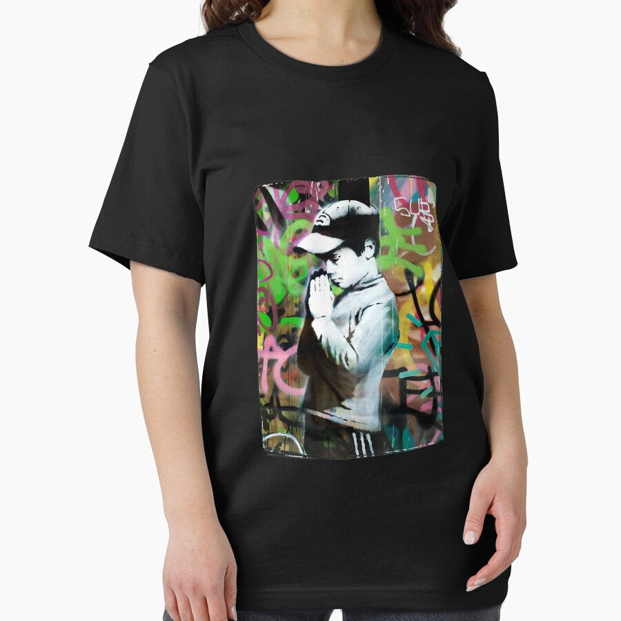 Banksy Prayer Unisex T Shirt by UnoLindqvist