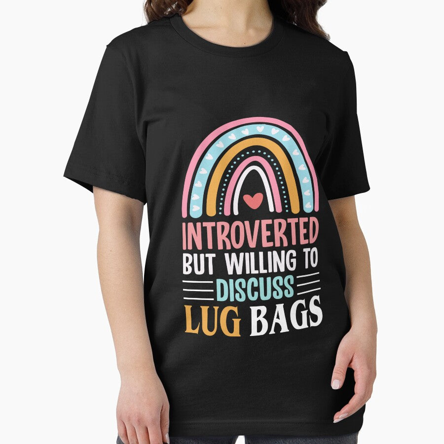 Introverted But Willing To Discuss Lug Bags Rainbow popular funny slogan by beckadamr