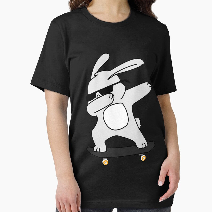 Dabbing Bunny Skateboarding T-Shirt Novelty Gift For Kids Classic T-Shirt by amberk1cira