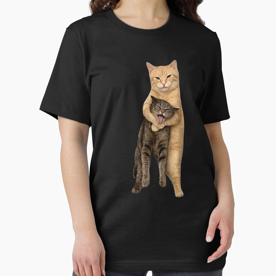 Orange Cat Tight Embrace Funny Choking Cat Meme by Starry Night Creative Art