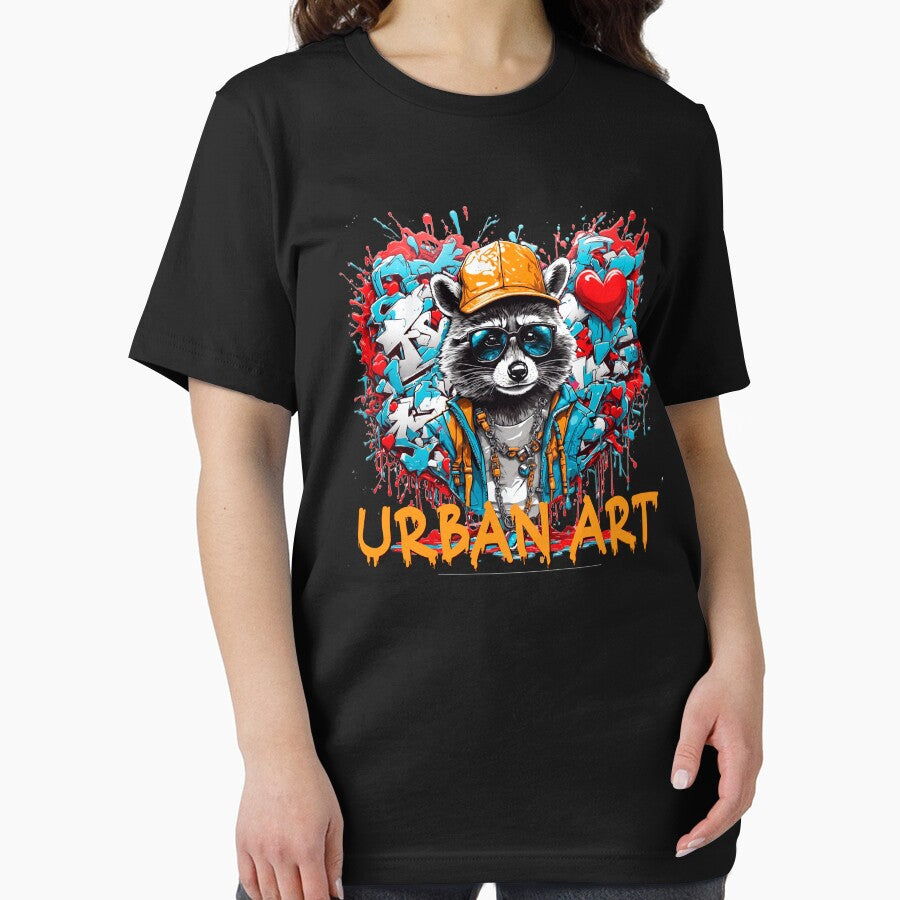 Urban heart graffiti with raccoon by PETS ABC