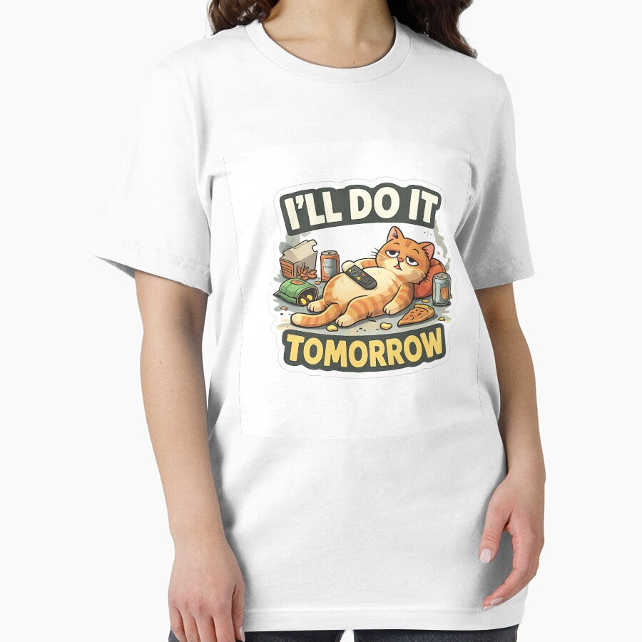 Funny Lazy Cat “I’ll Do It Tomorrow” Sticker – Procrastination Humor Cute Cat Design by ZenGrowth4