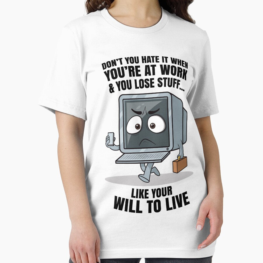Sad office computer – workplace burnout humor “Lose your will to live” funny work joke (on light colors) by messy-nessie