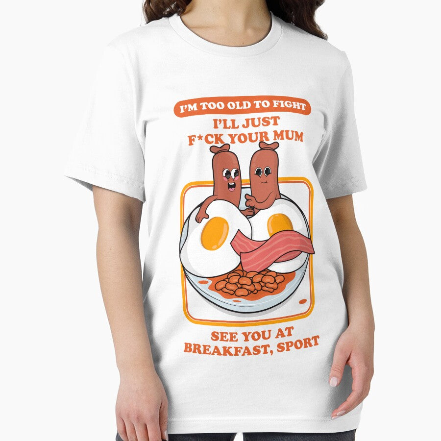Offensive rude breakfast joke – “see you at breakfast, sport” dark humor design (UK Spelling on light colours) by messy-nessie