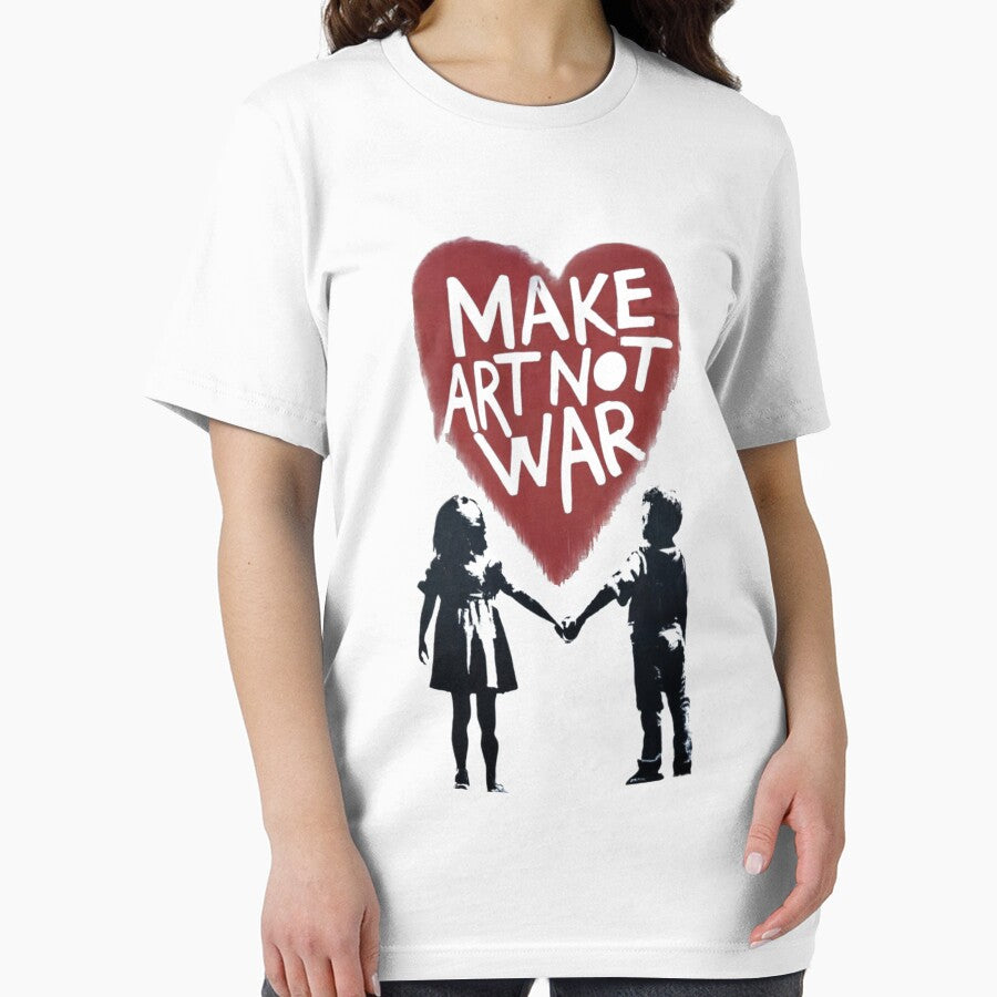 Meaningful Heart "MAKE ART NOT WAR" with Boy and Girl Holding Hands by Soulprint Art