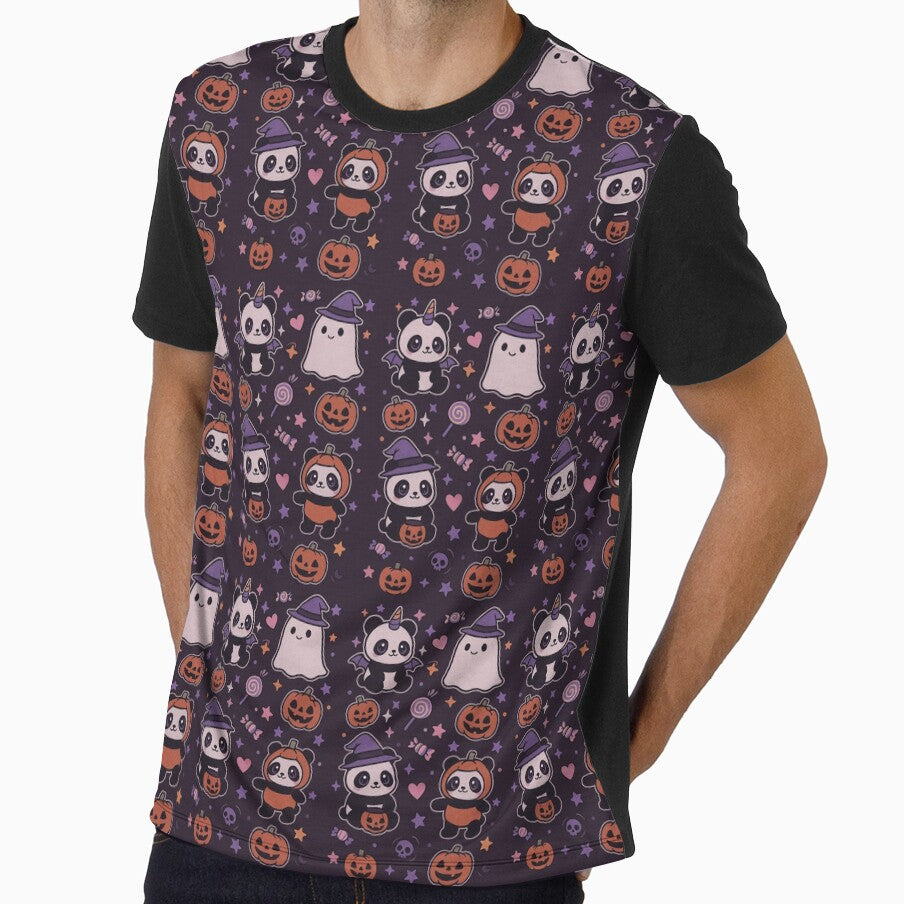 Kawaii Halloween Pandas & Ghosts – Cute Spooky Season Pattern by Dreamy Panda Studio