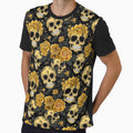Groovy Smiling Skull Boho Yellow Rose pattern by ElLocoMus