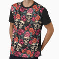 Groovy Smiling Skull Boho Floral pattern by ElLocoMus