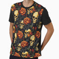 Groovy Smiling Skull Boho Orange Rose pattern by ElLocoMus