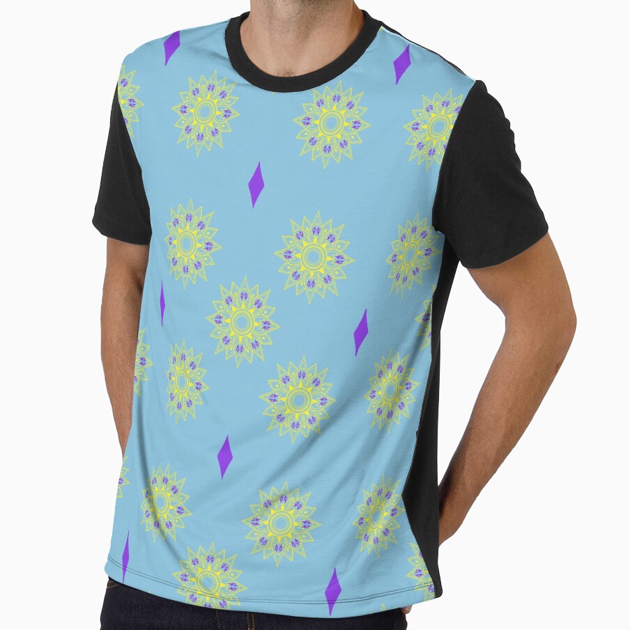 Flower patterns yellow on baby blue by Chaoticzarts