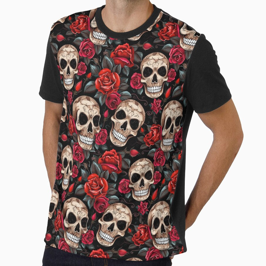 Groovy Smiling Skull Boho Roses pattern by ElLocoMus