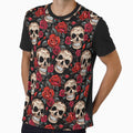 Groovy Smiling Skull Boho Roses pattern by ElLocoMus