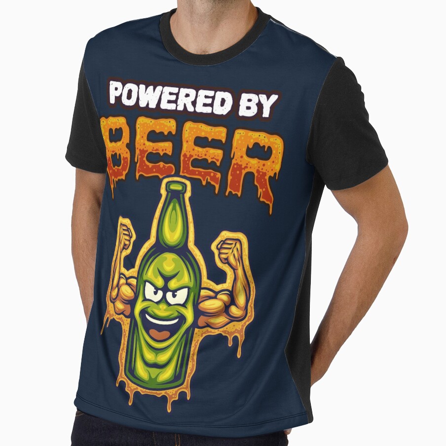 Powered by beer - Buff Bottle of Beer by BeerTeesAndMore