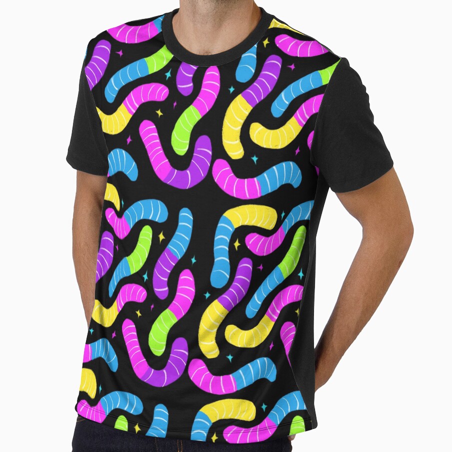 Neon Gummy Worm Party Pattern by artofthebart
