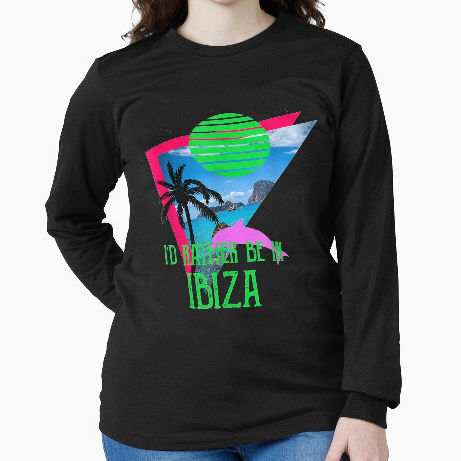 I'd Rather Be In Ibiza Retrowave Palms Beach by lucretia155