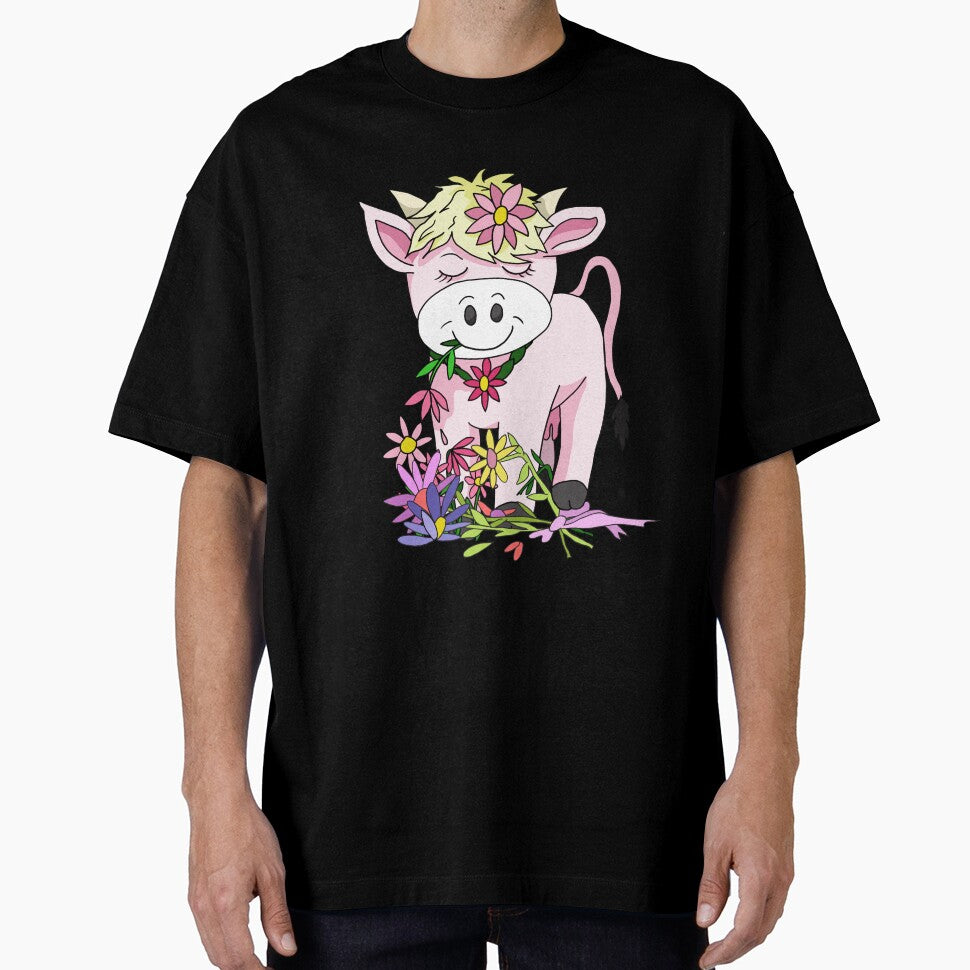 cartoon cow eating flowers by BeingNow