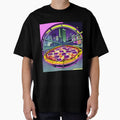 Pizza with night city retro style by imagenia