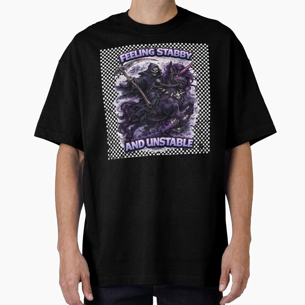 Feeling Stabby and Unstable – Grim Reaper Unicorn Dark Humor Gothic Design by InkedRebel