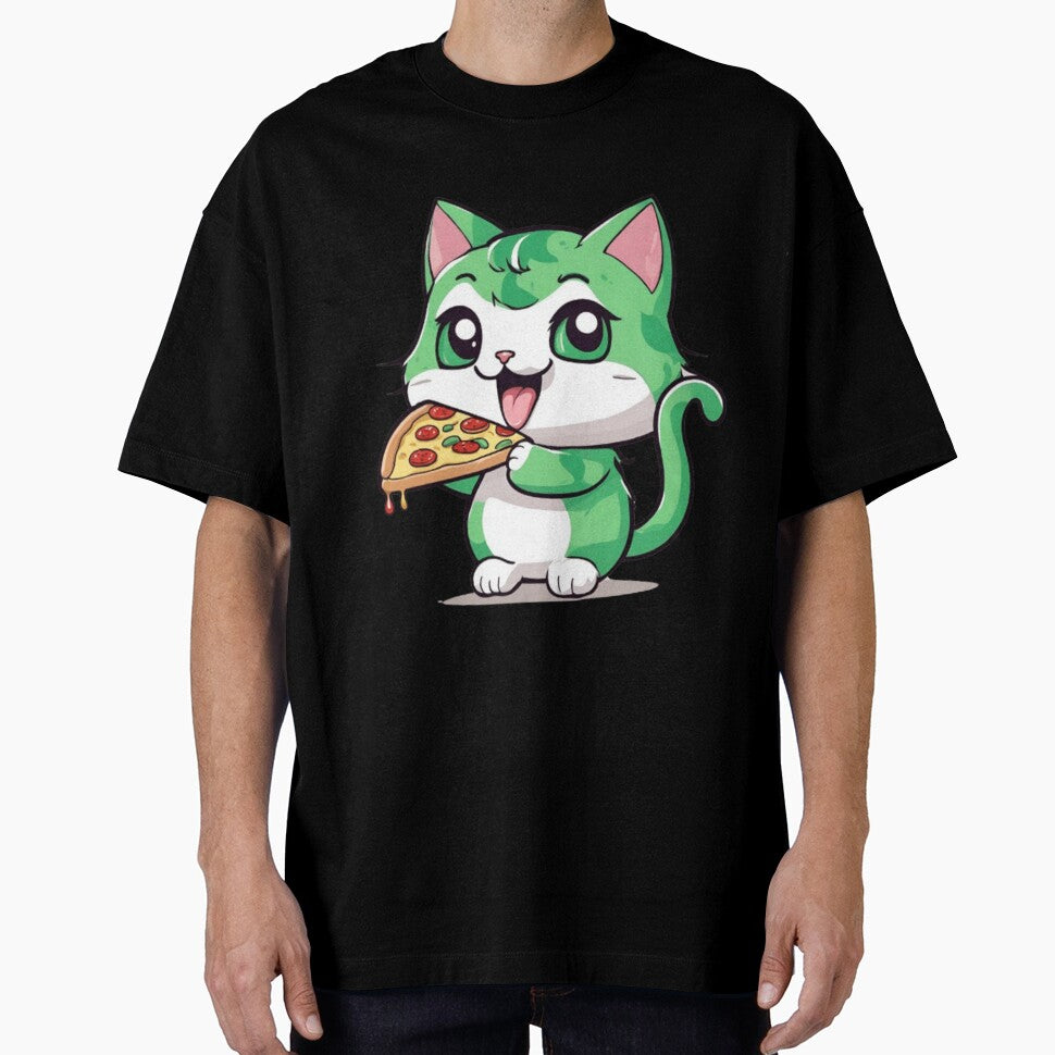 Cute cat eating pizza by Culmika