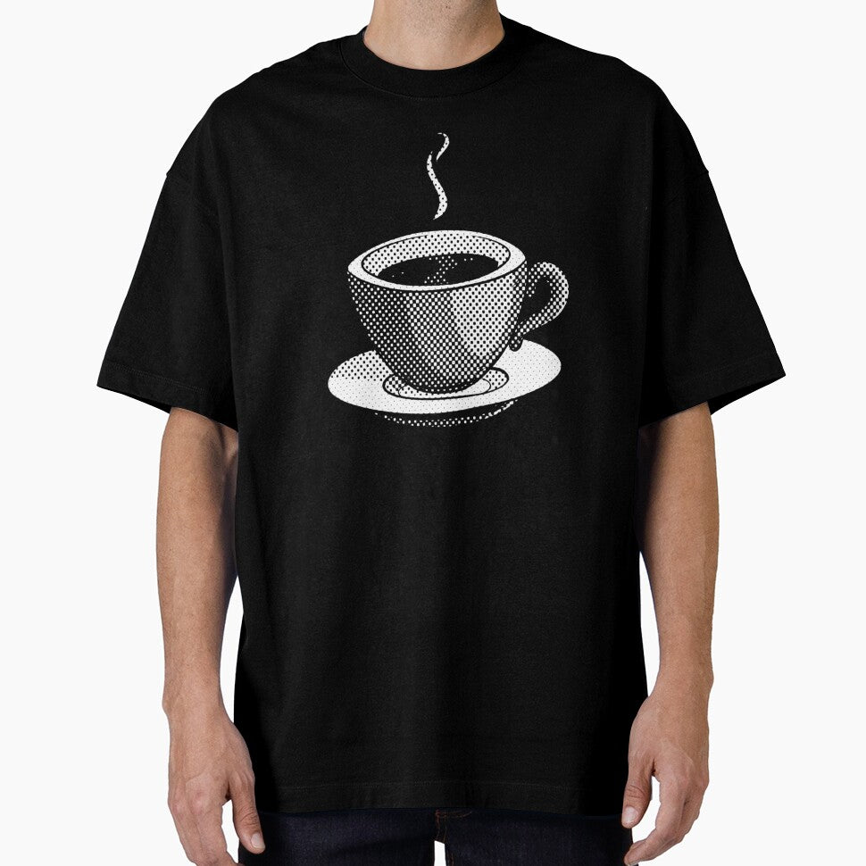 COFFEE MUG IN BLACK AND WHITE DOTTED DESIGN by infinitearte