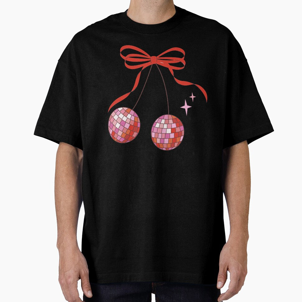 Disco Cherries with Bows Repeating Pattern, Y2K aesthetic, disco aesthetic by CEB1700