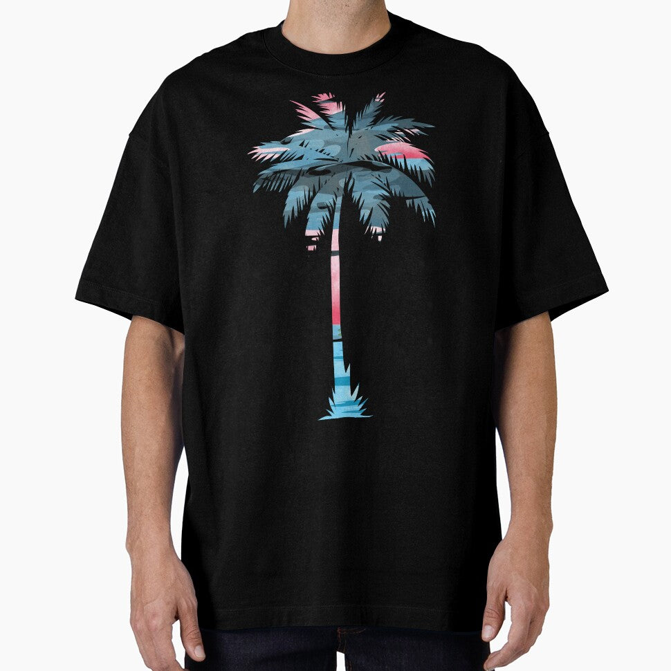 Palm Tree Pink and Blue Clouds by Unaiza Khalid