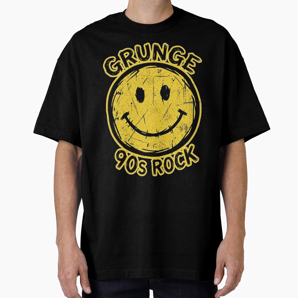Grunge Smiley 90s Rock – Vintage Distressed Alternative by PLUSHIWORLDtm