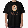 Sleepy owl needs coffee kawaii design by high5doodle