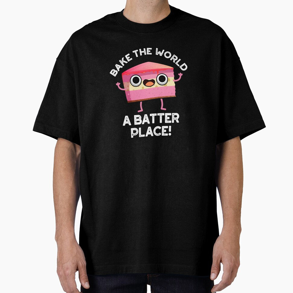 Bake The World A Better Place Funny Baking Pun (Dark BG) by punnybone