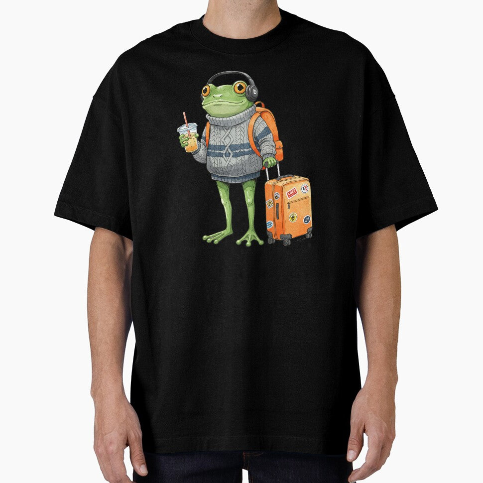 Cool Frog Traveler with Suitcase by TeeARTHY