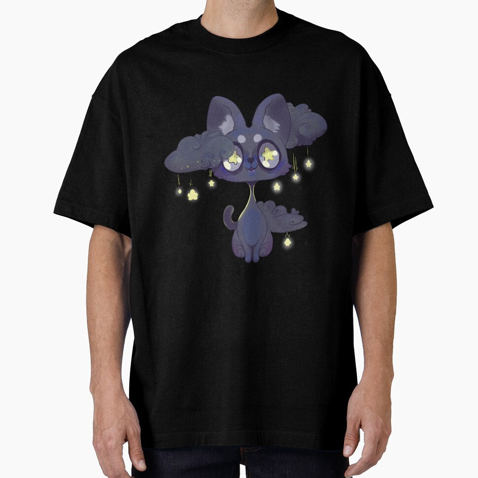 Space Kawaii Black cat by Paintingpixel