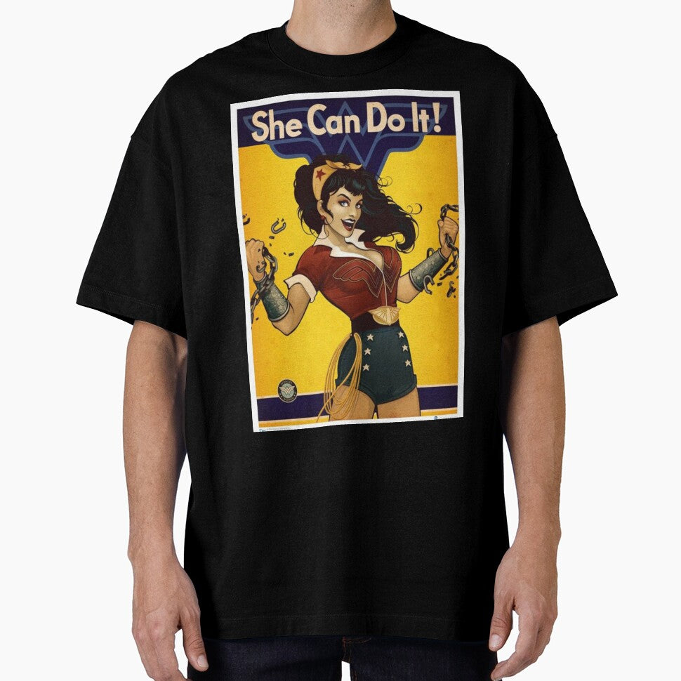 "She Can Do It!" Design - Retro Style - Female Empowerment by Hipatye26
