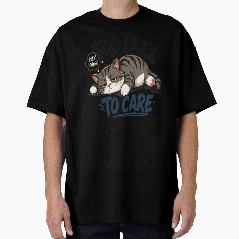 Too Lazy to Care – Funny Lazy Cat by Dusk & Dawn Apparel