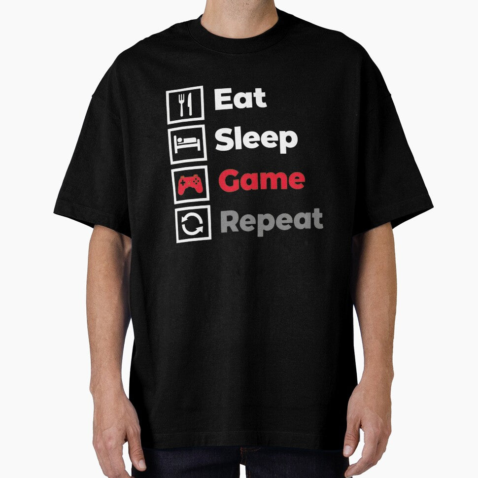 Gaming T-Shirt – Eat Sleep Game Repeat Organic Cotton Unisex Gamer Tee by OlyvieArt