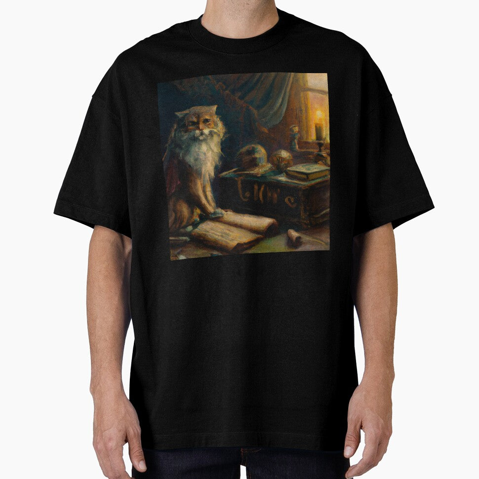 Isaac the Cat, pouring over books (Baroque) by thecatandkettle