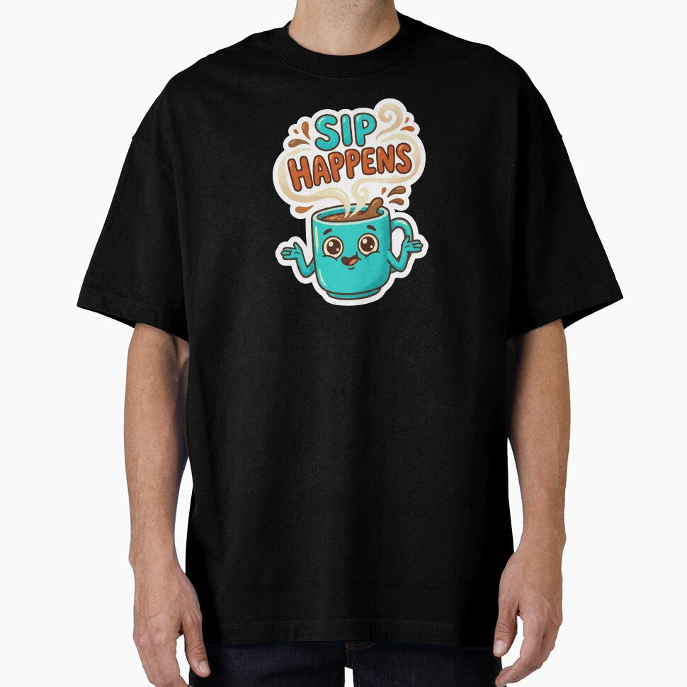 Sip Happens Funny Cute Coffee Mug by Sketchlegacy