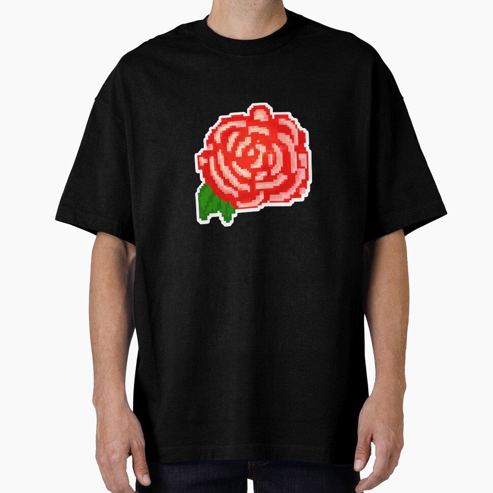 Red Pixel Art Rose by Percy Everett