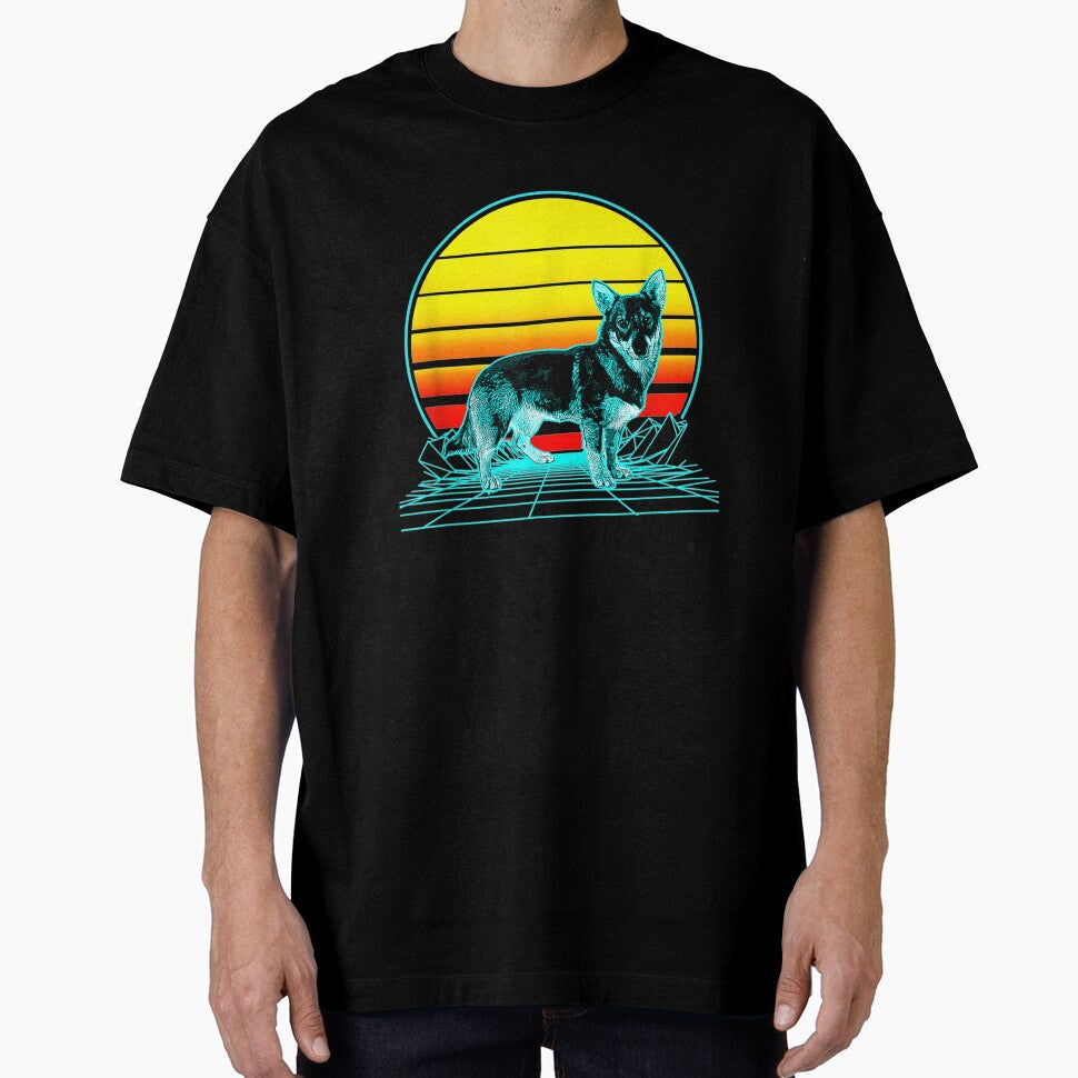 Retro Vintage Sunset Swedish Vallhund by shirleyfinley