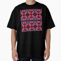 Red and Blue Pixel Folk Pattern - Retro Geometric Embroidery Aesthetic by KostekArtShop
