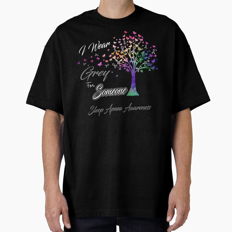 Ribbon Tree I Wear Grey For Someone Sleep Apnea Awareness by Tadmab