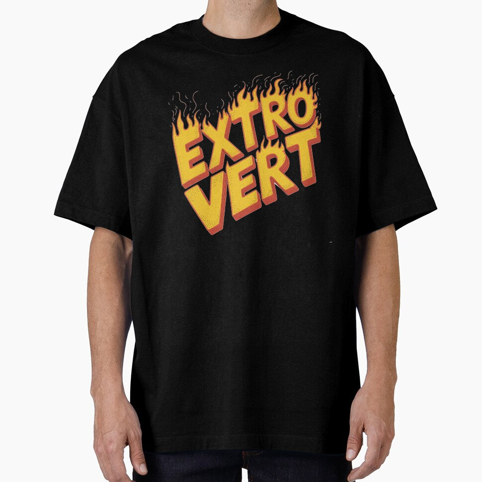 EXTROVERT Fire Lettering T-Shirt – Loud Energy Statement Apparel by KiciKi
